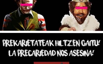 Gazteek jasaten duten lan prekaritatea salatuko dute Burger Kingaren aurrean