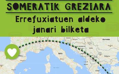 Greziako errefuxiatuei elikagaiak bidaltzeko janari-bilketan ari da Gora Somera