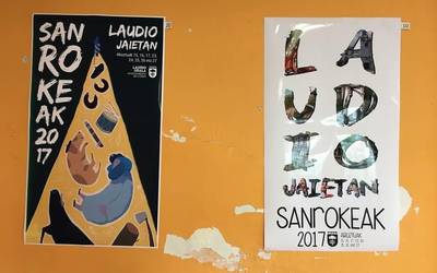 San Roke Jaietako kartel lehiaketako lanekin erakusketa egin dute