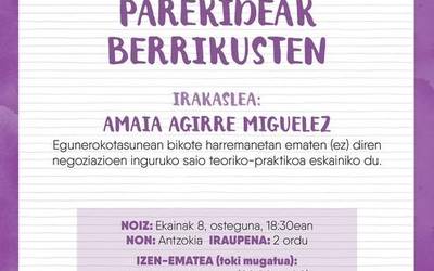 Bikote harreman parekideak lantzeko aukera eskola herritarraren ekaineko formazioan