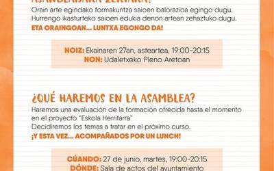 Eskola Herritarraren 2.Asanblada egingo da asteartean