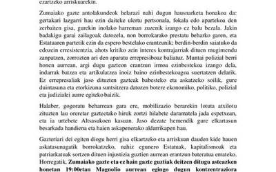 Kontzentrazioa deitu dute gazte mugimenduek muntai polizialak salatzeko