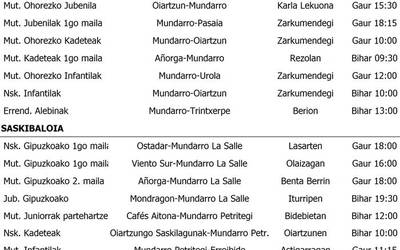Asteburuko partiduak