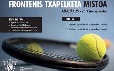 Frontenis txapelketa mistoa jokatuko dute azaroaren 25ean eta 26an