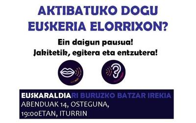 Euskararen erabilerari astindu bat emoteko 'Euskaraldia' berbagai, eguen honetako batzar irekian