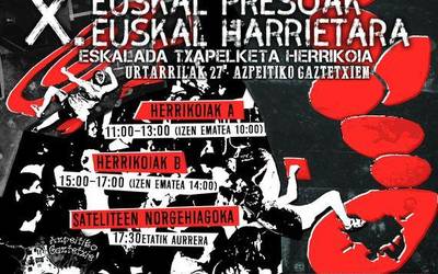 X. Euskal Presoak Euskal Harrietara boulder txapelketa izango da zapatuan Gaztetxean