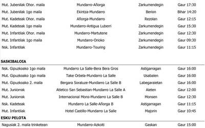 Asteburuko partiduak