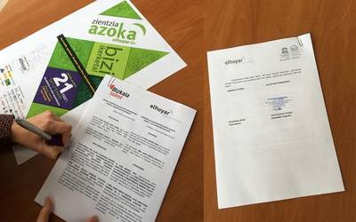Zientziaren sustapenean eta Garapen Iraunkorreko Helburuen balioak sustatzen laguntzeko hitzarmenak sinatu ditu Elhuyarrek