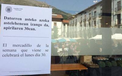 Astelehenean egingo dute datorren asteko azoka