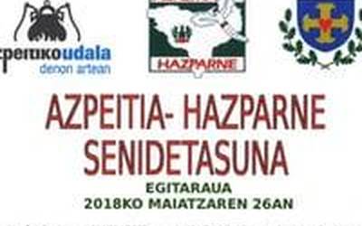 Azpeitia eta Hazparneren senidetzea berritzeko jaia izango da maiatzaren 26an