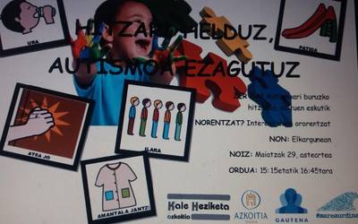 'Hitzari helduz, autismoa ezagutuz' hitzaldia emango dute datorren asteartean, Elkargunean