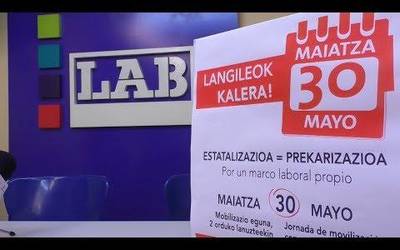 Maiatzaren 30erako mobilizazio eguna deitu du LAB-ek bi orduko lanuzteak erregistratuz