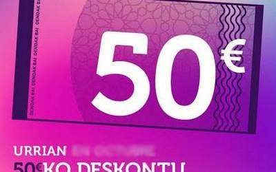 Dendak Bai elkarteak 50 euroko 50 deskontu txartel zozkatuko ditu urrian