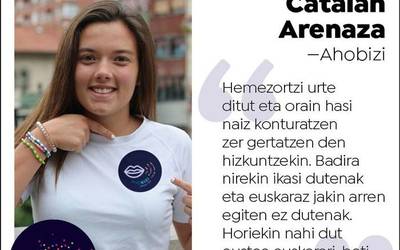 Garazi Arizaga, ahobizi: "Hemezortzi urte ditut eta oraintxe hasi naiz konturatzen zer gertatzen den hizkuntzekin"