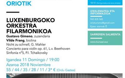 Luxenburgoko orkestra filarmonikoak azaroaren 11n joko du Kursaalen eta autobusa izango da doan Oriotik joan nahi dutenentzat