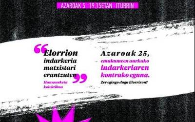'Elorrion indarkeria matxistari erantzuten', hausnarketa kolektiboa antolatu dute gaurko