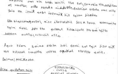Olentzerori eskutitza
