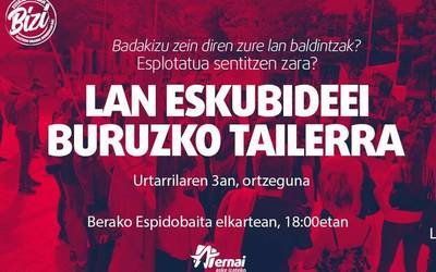Lan eskubideei buruzko tailerra eginen dute urtarrilaren 3an Beran