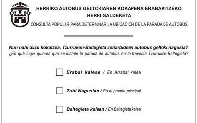 Autobus parada eta galdeketa