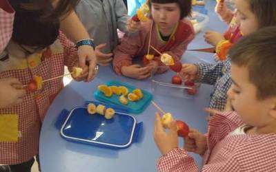 Ikastolako Haur Hezkuntza 4an elikagaien proiektuan gurasoak ere izan dira ikasgelan