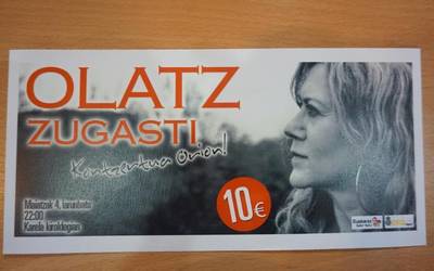 Olatz Zugastiren kontzerturako sarrerak salgai dira Orioko Kultur Etxean