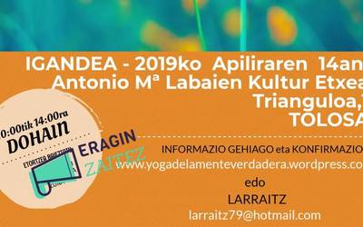 Igandeko “Yoga de la mente verdadera” hitzaldian izen emateko aukerak zabalik jarraitzen du