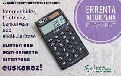 Errenta aitorpena euskaraz egiteko deia egin dute Udalak eta Uemak