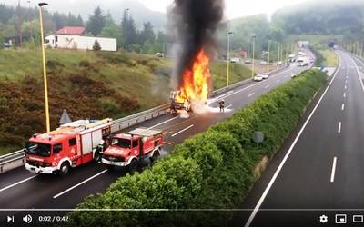 AZKEN ORDUKOA| Su hartu du garabi batek Altsasu parean, autobidean