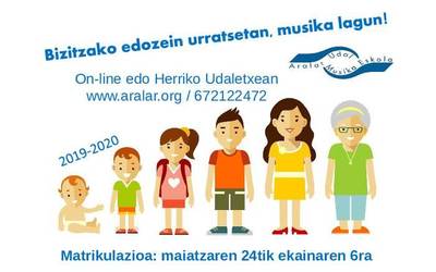 Aralar Musika Eskolak matrikulatzeko epea zabaldu du