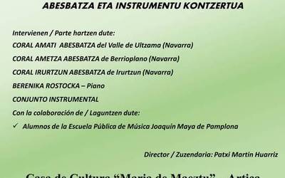 Abesbatza eta instrumentu kontzertua eginen dute ostiralean Iraizozko elizan
