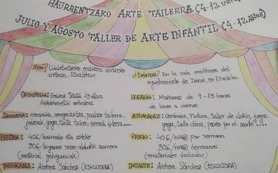 Haurrentzako arte tailerra eginen dute uztailean eta abuztuan Etxalekun
