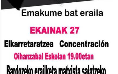 Elkarretaratzea berriz Jauntsaratsen, astebeten EHan izan den bigarren erailketa matxista salatzeko