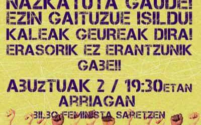 Mugimendu feministek elkarretaratzea deitu dute Arriagan
