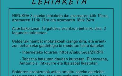 Hasi da HIRUKOA lehiaketa! Lehen asteko galdetegia prest dago