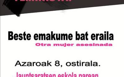 EHen izandako laugarren erailketa matxista salatzeko, elkarretaratzea