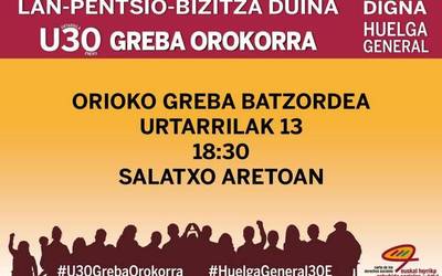 Hilaren 30eko greba antolatzeko bilera izango da gaur Orion