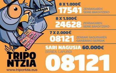 12.000 euro utzi ditu Azpeitian Gure Eskuren Tripontziaren zozketak