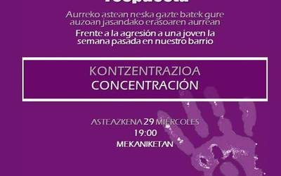 Uribarrin egondako azken eraso sexista salatzeko kontzentrazioa deitu dute gaur arratsaldean