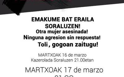 Soraluzen gertatutako azken erailketa matxista salatuko dute bihar