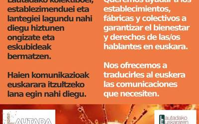 Komunikazioak euskaraz egiteko laguntza Lautadako entitateei
