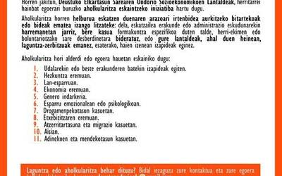 Pertsonak babesteko tresnak martxan jarri ditu Deustuko Elkartasun Sareak