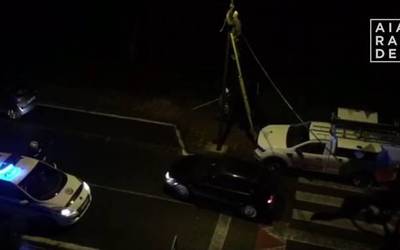 Zuhaitz bat erori da Aretako Gasteiz kaleko argindar sarearen gainean