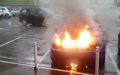 Auto batek su hartu du Perretxikoko aparkalekuan