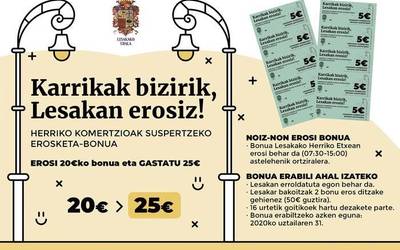 Gaurtik aitzinera erosi eta erabil daitezke erosketa bonuak Lesakan