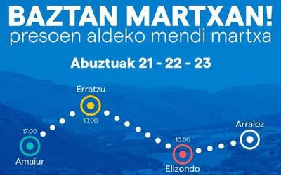 Arraioztik Amaiurrera presoen aldeko mendi martxa eginen dute Baztanen