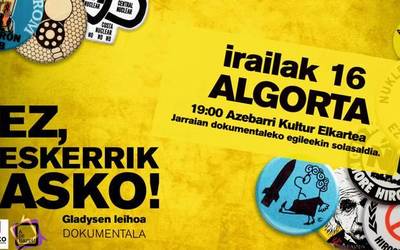 "Ez, eskerrik asko! Gladysen leihoa" dokumentala proiektatuko dute Azebarrin