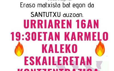 Kontzentrazioa deitu dute Santutxun gertatutako eraso matxista salatzeko