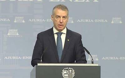 Urkullu lehendakariak alarma egoera ezartzeko eskatu dio Sanchez presidenteari