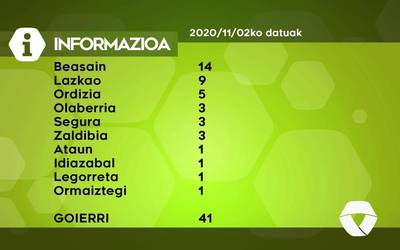 41 COVID-19 kasu berri antzeman dituzte Goierrin