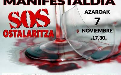 SOS Ostalaritzak deitutako manifestazioa egingo dute gaur 17:30ean Moyua plazatik abiatuta